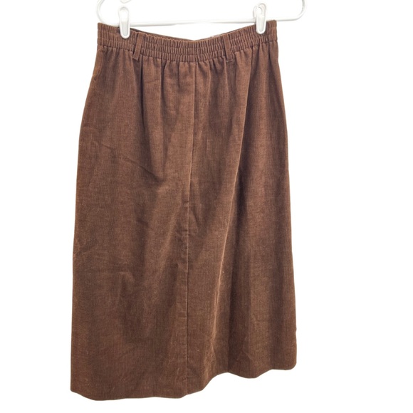 Haggar Casuals 12 vintage brown corduroy midi skirt casual neutral retro - Picture 2 of 7